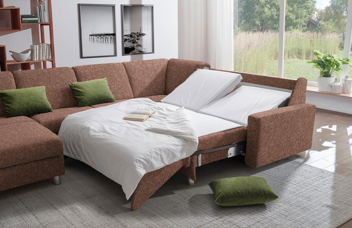 WOHNLANDSCHAFT  in Mikrovelours Terracotta  - Anthrazit/Terracotta, KONVENTIONELL, Textil (158/323/237cm) - Sedda