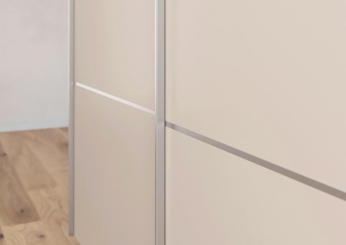 SCHWEBETÜRENSCHRANK in Champagner  - Champagner/Alufarben, Konventionell, Glas/Holzwerkstoff (301/223/68cm) - Novel