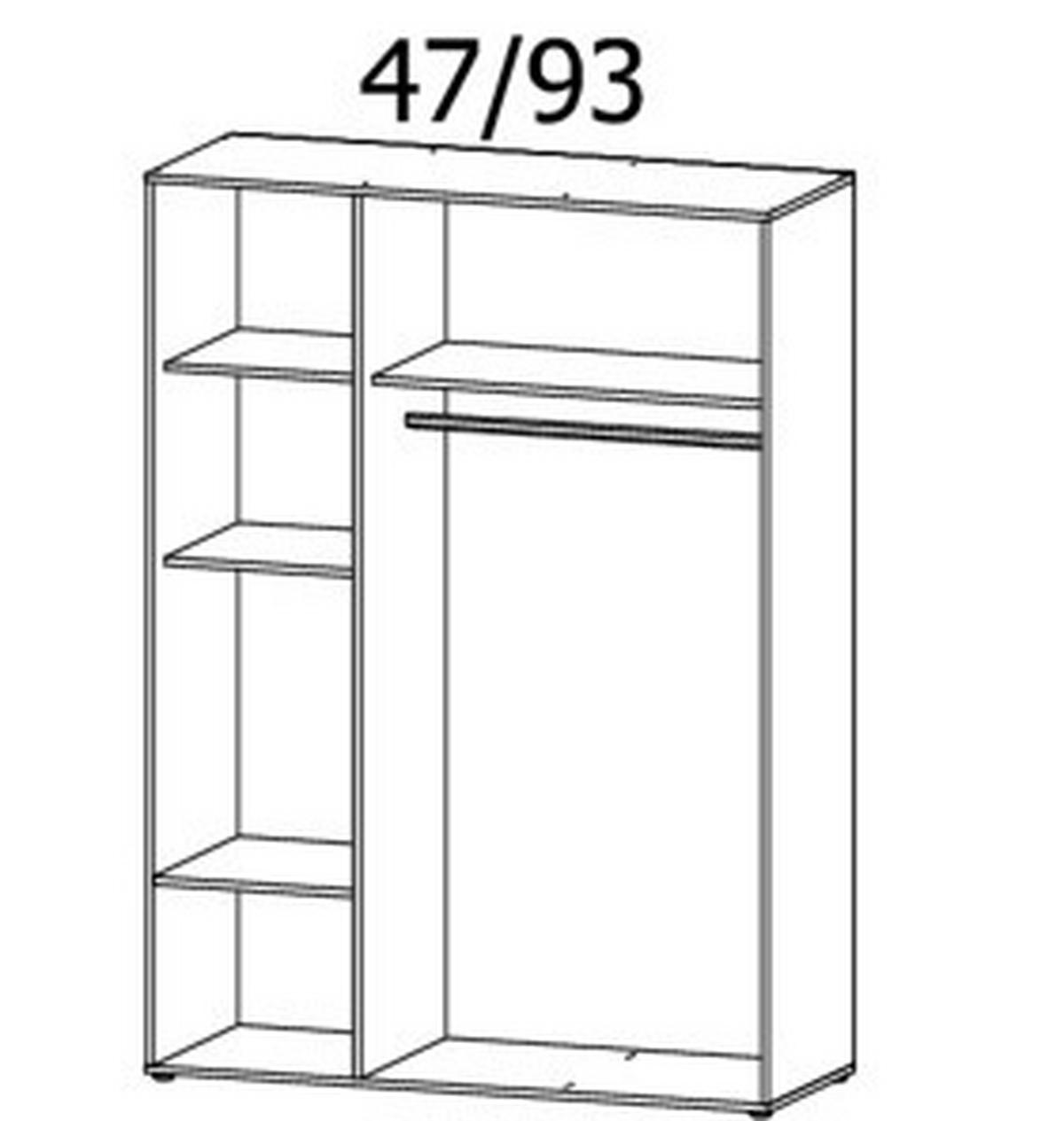 DREHTÜRENSCHRANK in Weiss, Eiche Artisan  - Weiss/Eiche Artisan, Basics, Holzwerkstoff/Metall (140/194/53cm) - Boxxx