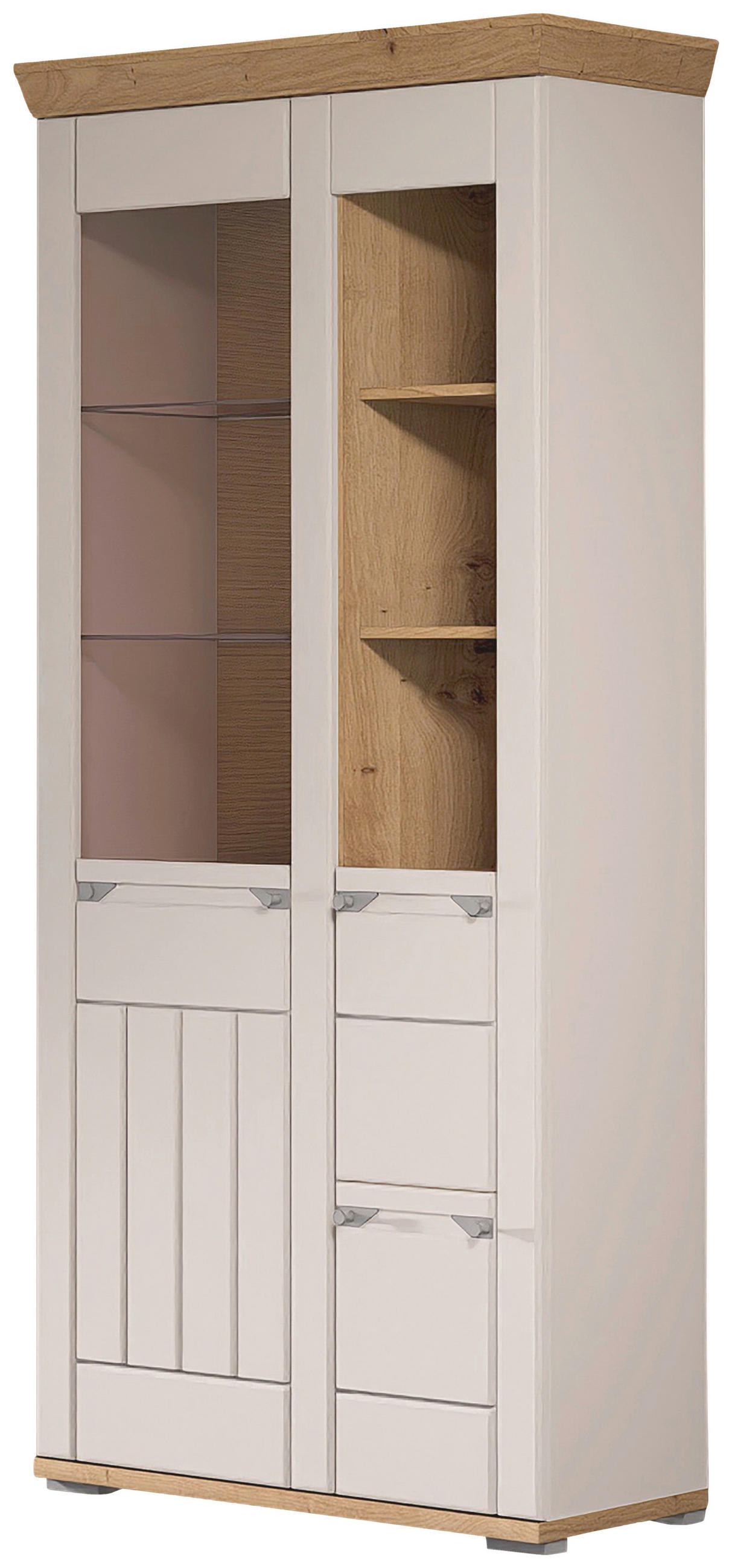 VITRINE Kaschmir, Eiche Artisan  96/208/45 cm  - Kaschmir/Eiche Artisan, Romantik / Landhaus, Glas/Holzwerkstoff (96/208/45cm) - Landscape