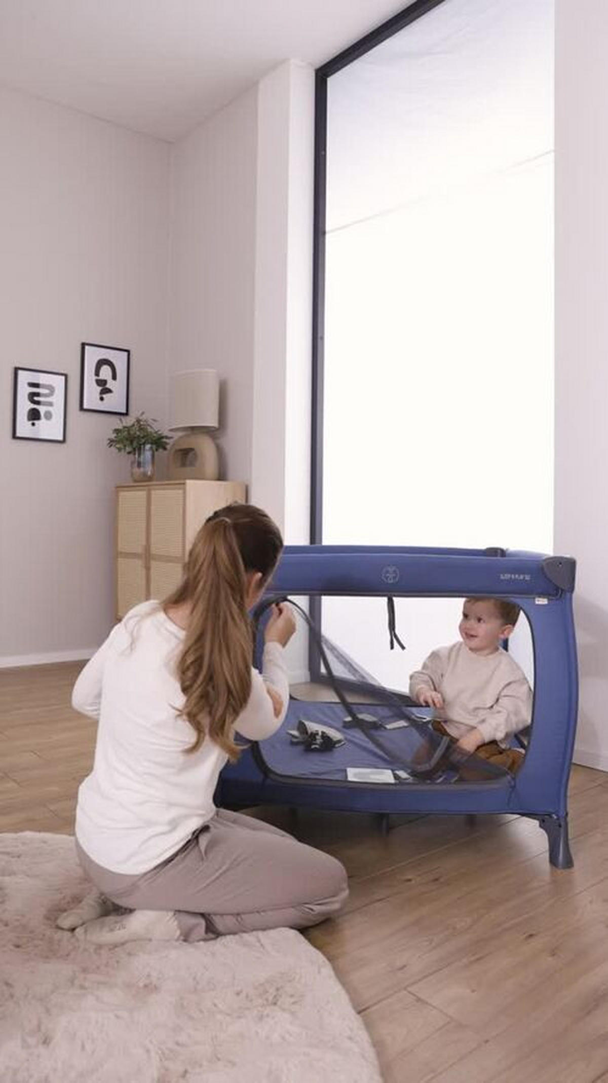 REISEBETT Sleep N Play SQ Set Blau  - Blau, Basics, Kunststoff/Textil (97/76/97cm) - Hauck