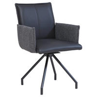 ARMLEHNSTUHL  in Webstoff Echtleder pigmentiert  - Schwarz, Design, Leder/Textil (60/92/60cm) - Linea Natura