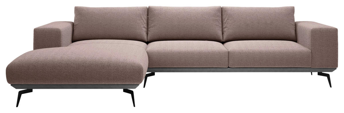 ECKSOFA in Chenille Bordeaux  180/330 cm  - Bordeaux/Schwarz, Design, Holz/Textil (180/330cm) - MID.YOU