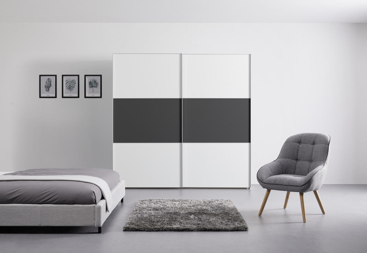 SCHWEBETÜRENSCHRANK in Anthrazit, Weiss  - Weiss/Anthrazit, Design (225/222/68cm) - MID.YOU
