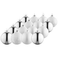 CHRISTBAUMKUGEL-SET 6 cm 16-teilig  - Silberfarben/Weiß, Basics, Glas (6cm) - X-Mas