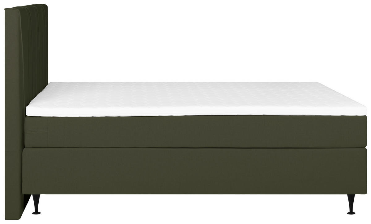 BOXSPRING-ÁGY 160/200 cm  sötétzöld  - fekete/sötétzöld, Modern, textil (160/200cm) - MID.YOU
