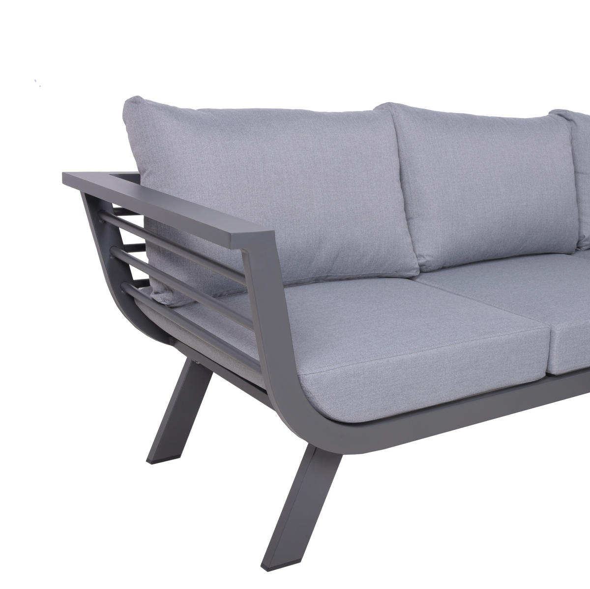 LOUNGEGARNITUR 3-teilig   Aluminium  - Dunkelgrau/Grau, Basics, Kunststoff/Textil - Gardenson