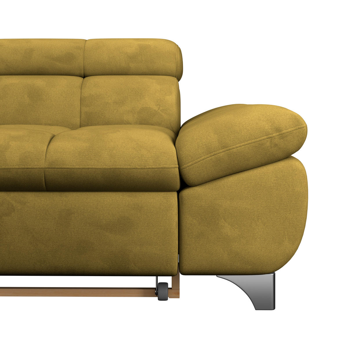 ECKSOFA Senfgelb Chenille  - Chromfarben/Senfgelb, KONVENTIONELL, Textil/Metall (234/312cm) - Livetastic