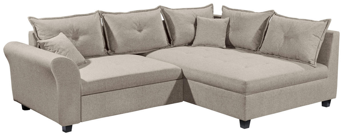 HÖRNSOFFA i vävt tyg sandfärgad  - sandfärgad/svart, Modern, textil/plast (252/175cm) - Livetastic
