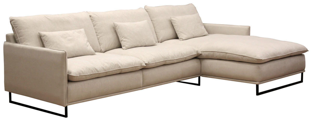 SOFFA i beige  - beige/svart, Modern, metall/trä (312/98/193cm) - Novel