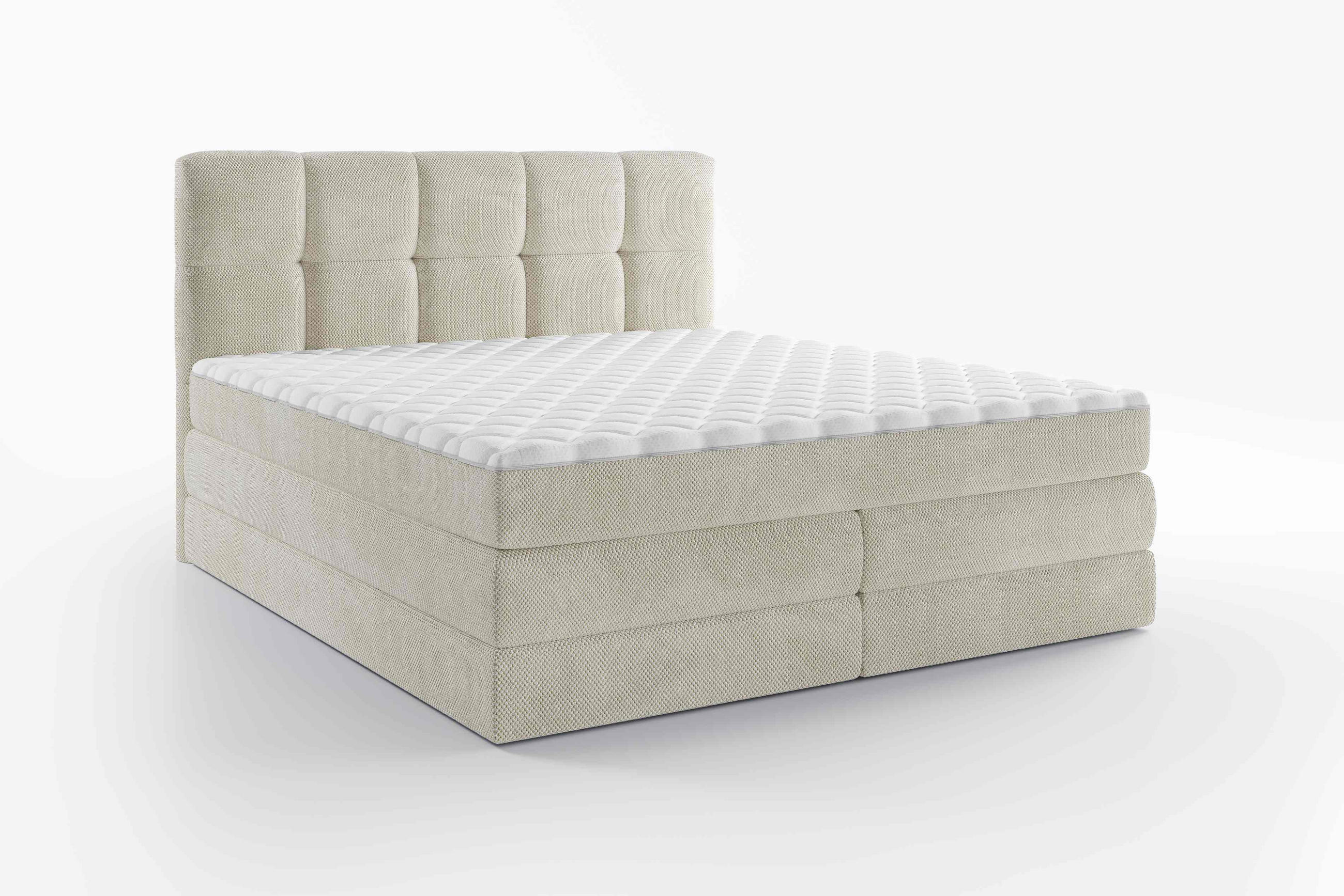 BOXSPRINGBETT 180/200 cm  in Creme  - Creme/Schwarz, Design, Kunststoff/Textil (180/200cm) - Esposa