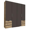 DREHTÜRENSCHRANK 200/216/58 cm 4-türig Graphitfarben, Eichefarben  - Chromfarben/Eichefarben, MODERN, Holzwerkstoff/Kunststoff (200/216/58cm) - MID.YOU
