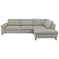 ECKSOFA in Cord, Velours Hellgrün  - Schwarz/Hellgrün, Design, Textil/Metall (291/197cm) - Beldomo Style