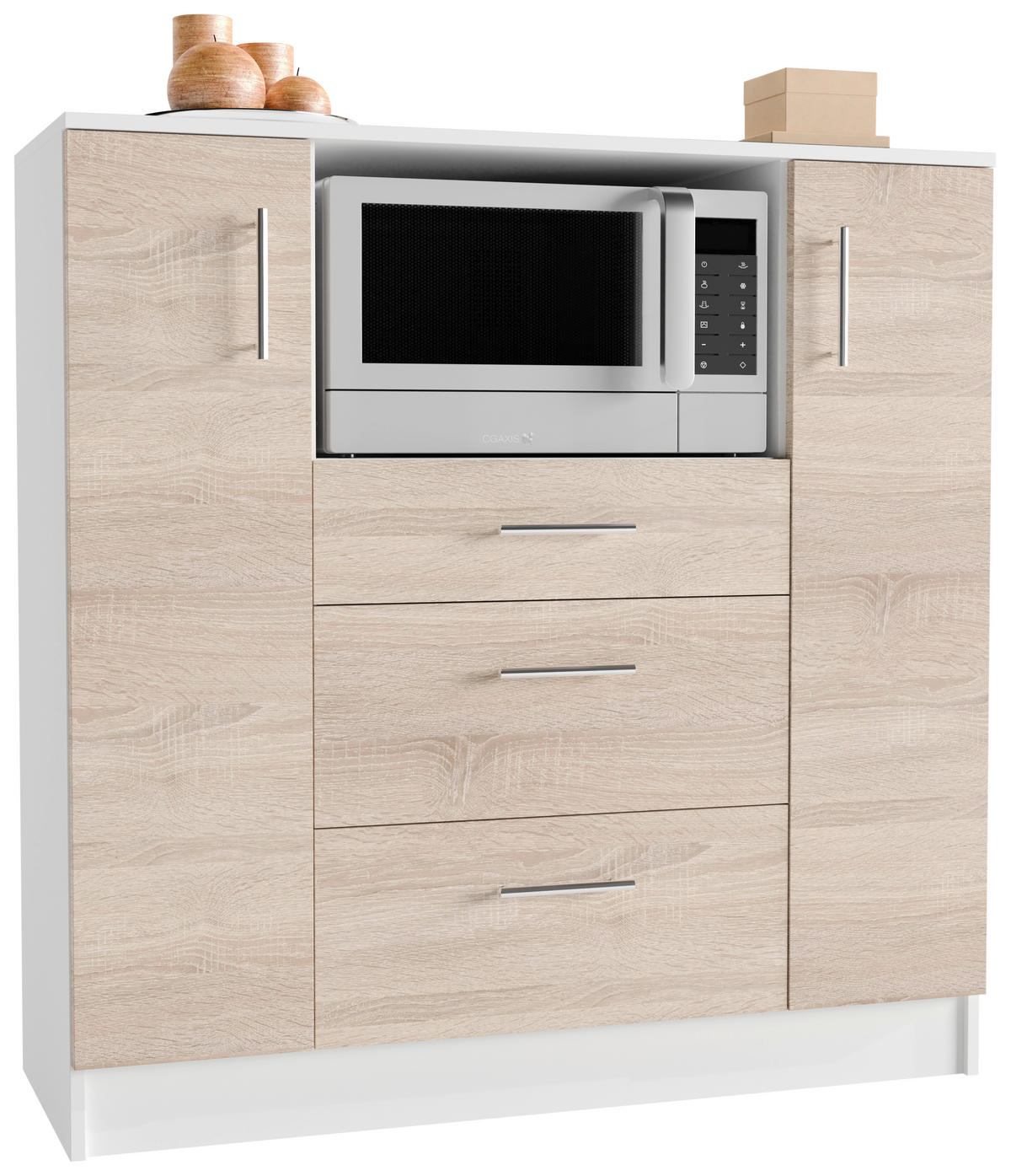 BUFFET 109/110/40 cm  in Weiß, Sonoma Eiche  - Alufarben/Weiß, Design, Holzwerkstoff/Metall (109/110/40cm) - MID.YOU