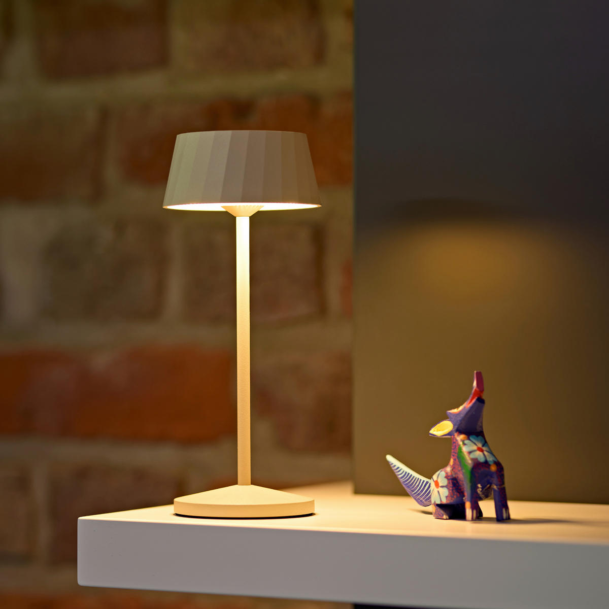 AKKU-TISCHLEUCHTE Facetta 9,2/9,2/22,2 cm   - Beige, Basics, Metall (9,2/9,2/22,2cm)