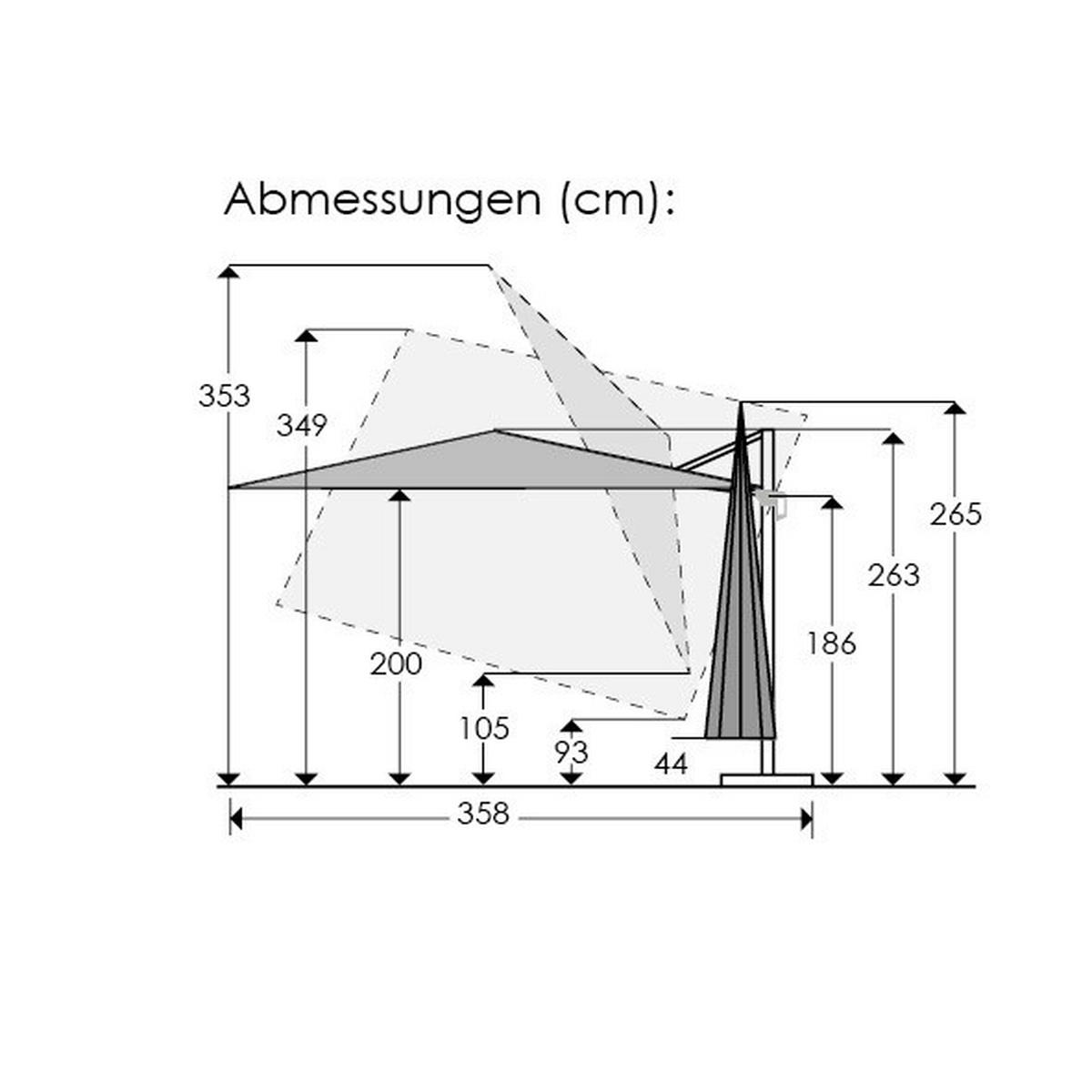 AMPELSCHIRM   - Eichefarben/Anthrazit, Basics, Textil/Metall (358/263/300cm) - Schneider