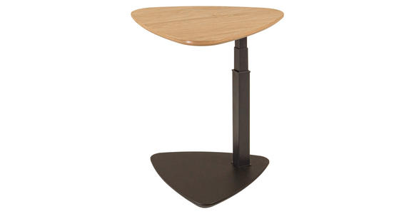BEISTELLTISCH 75/75/47-65 cm Wildeiche furniert Anthrazit, Wildeiche Freiform - Wildeiche/Anthrazit, Natur, Holz/Holzwerkstoff (75/75/47-65cm) - Novel