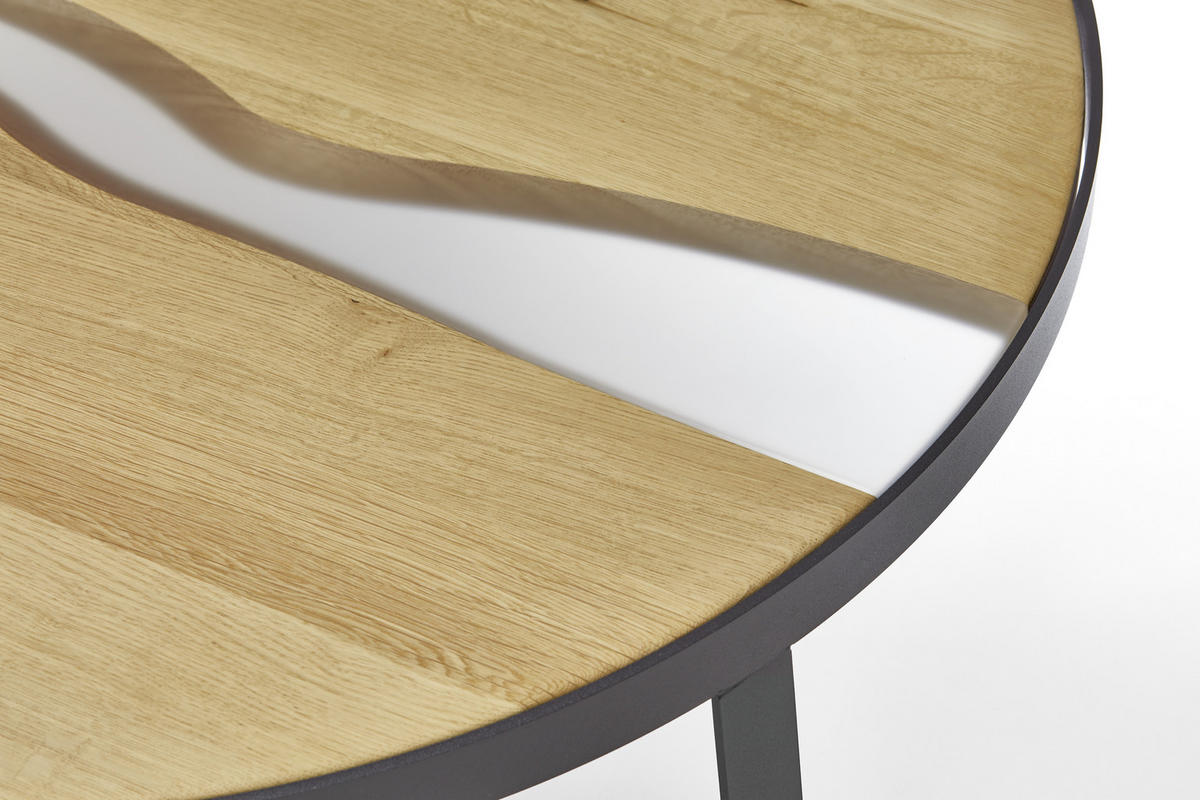 COUCHTISCH Wildeiche massiv 83/83/35 cm rund Anthrazit, Eichefarben  - Eichefarben/Anthrazit, Natur, Holz/Kunststoff (83/83/35cm) - Venjakob