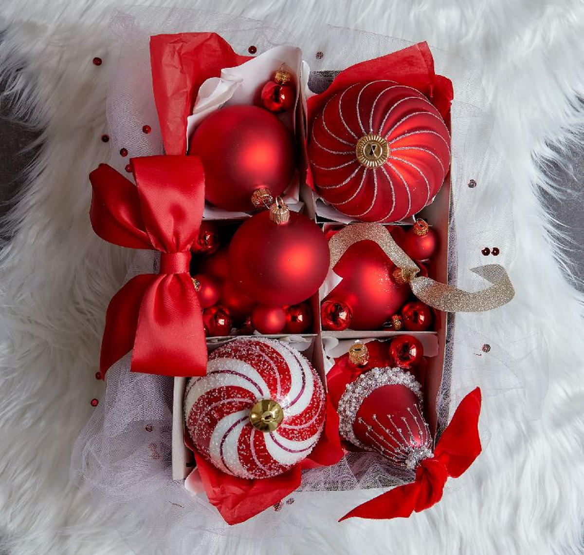 CHRISTBAUMKUGEL-SET 2,5 cm 24-teilig  - Rot, KONVENTIONELL, Glas (2,5cm)