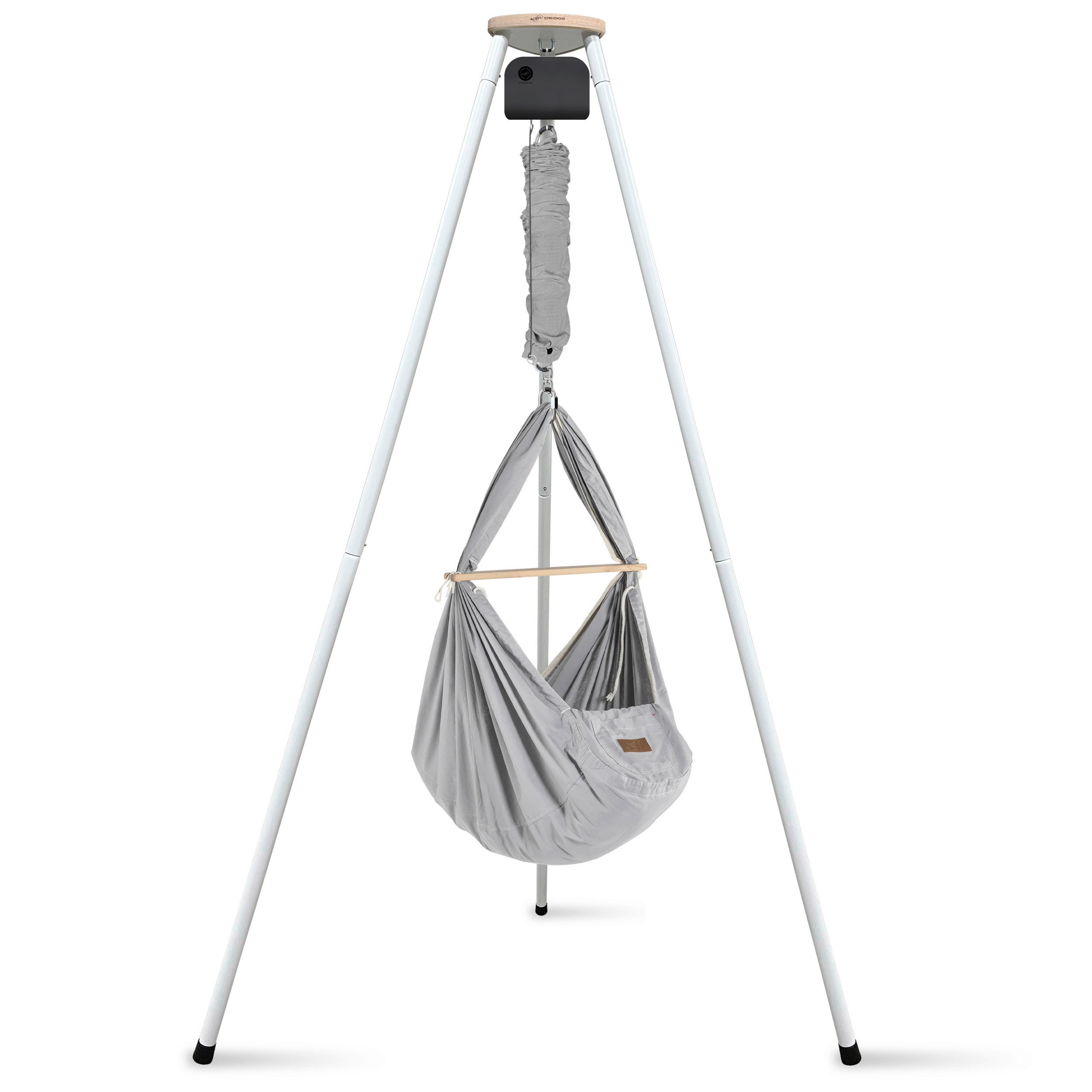 FEDERWIEGE Set inkl. Tipi-Gestell und Motor  Grau, Weiß  - Weiß/Grau, Basics, Kunststoff/Textil (135/194/135cm) - SCHMUSEWOLKE