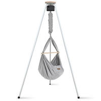 FEDERWIEGE Set inkl. Tipi-Gestell und Motor  Grau, Weiß  - Weiß/Grau, Basics, Kunststoff/Textil (135/194/135cm) - SCHMUSEWOLKE