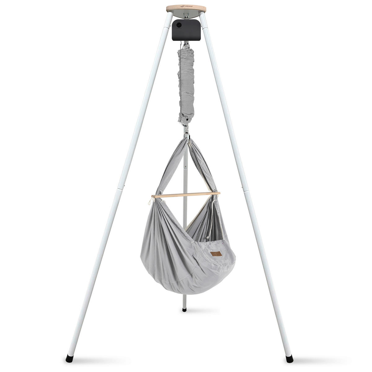 FEDERWIEGE Set inkl. Tipi-Gestell und Motor  Grau, Weiß  - Weiß/Grau, Basics, Kunststoff/Textil (135/194/135cm) - SCHMUSEWOLKE