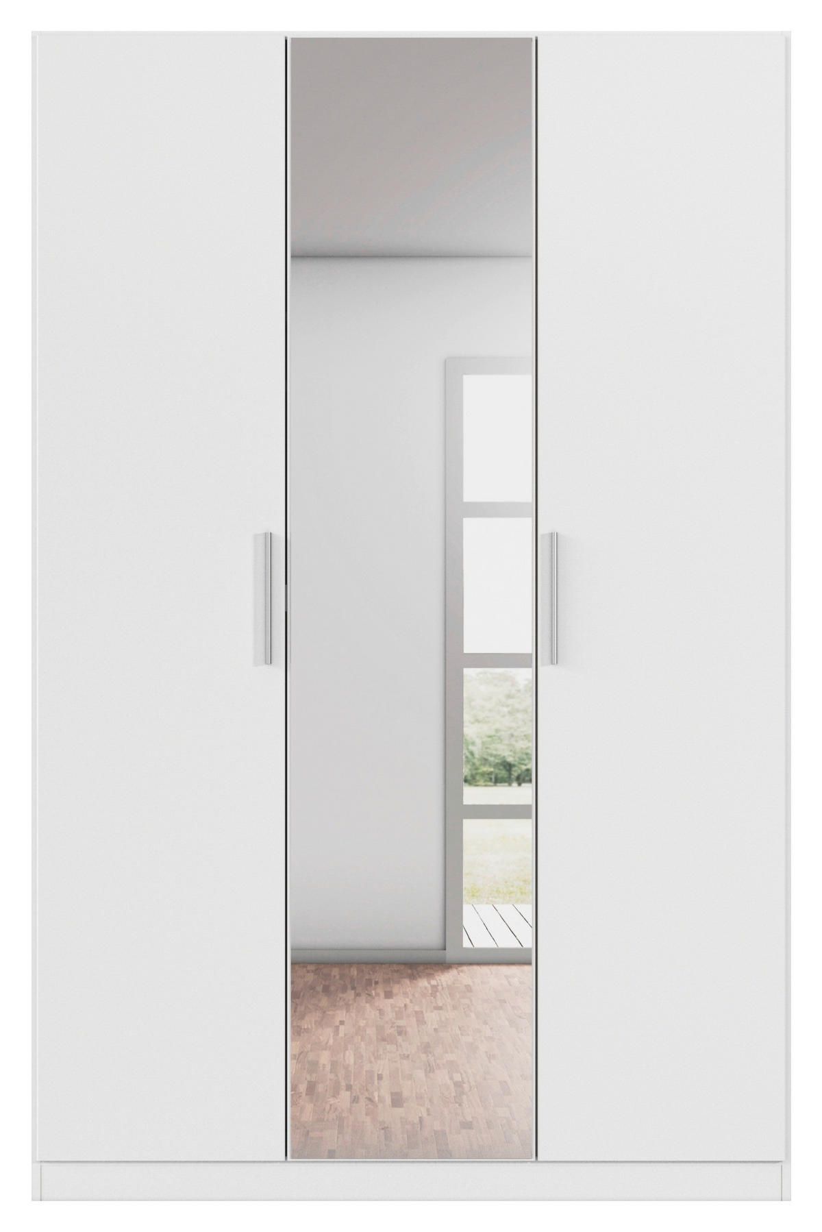 DREHTÜRENSCHRANK 135/210/54 cm,  in Weiß, 3-türig  - Alufarben/Weiß, KONVENTIONELL, Glas/Holzwerkstoff (135/210/54cm) - home24