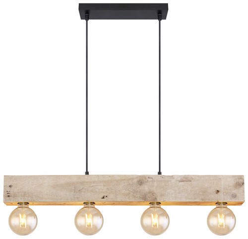 HÄNGELEUCHTE Adalie 80/6/120 cm   - Dunkelbraun/Schwarz, Natur, Holz/Textil (80/6/120cm) - Globo