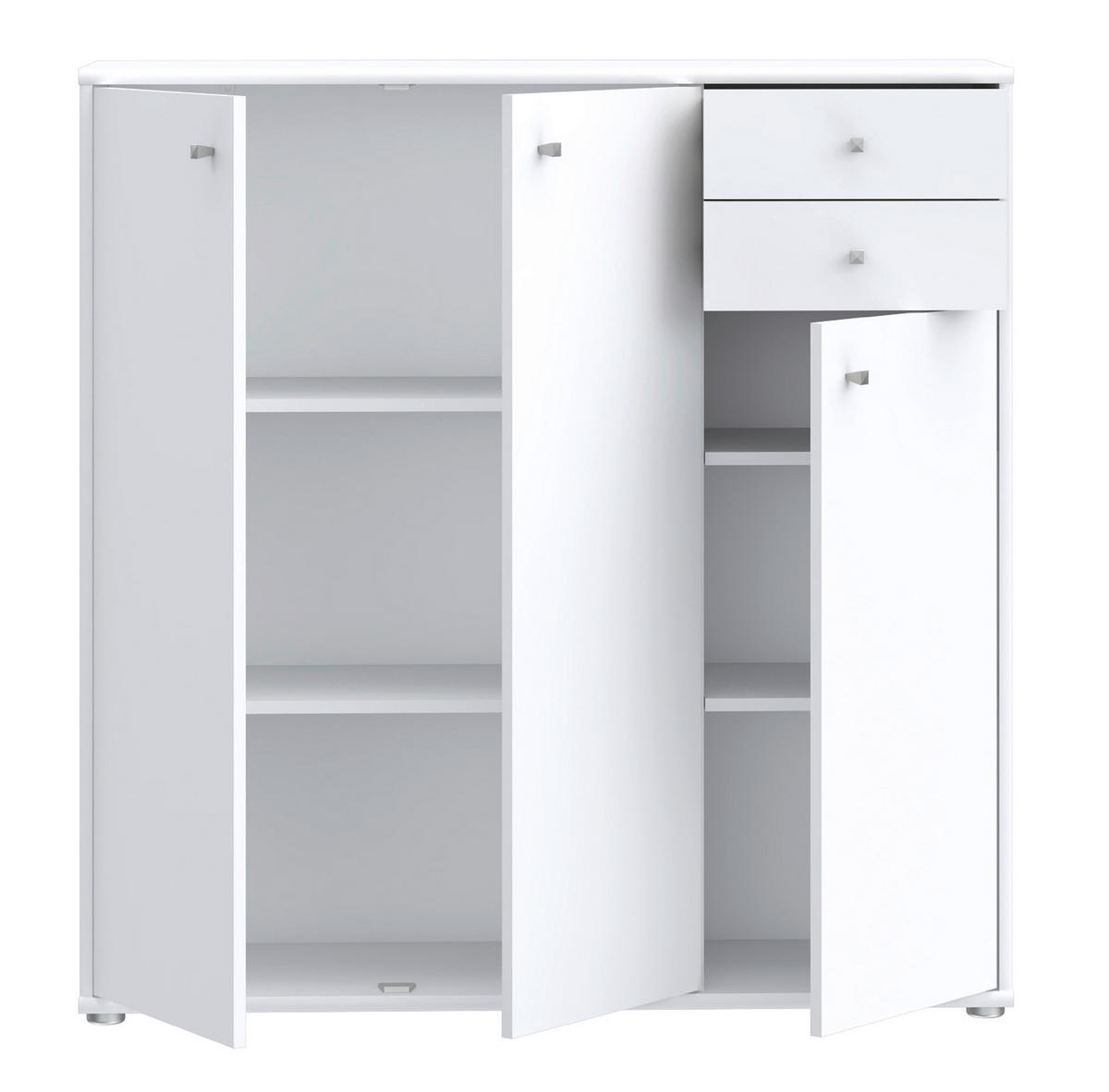 KOMMODE 108,8/111,1/34,8 cm  in Weiss  - Weiss/Alufarben, Design, Holzwerkstoff (108,8/111,1/34,8cm)