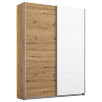 SCHWEBETÜRENSCHRANK 136/197/61 cm 2-türig Weiß, Eiche Artisan  - Alufarben/Weiß, MODERN, Holzwerkstoff/Metall (136/197/61cm) - Rauch Möbel