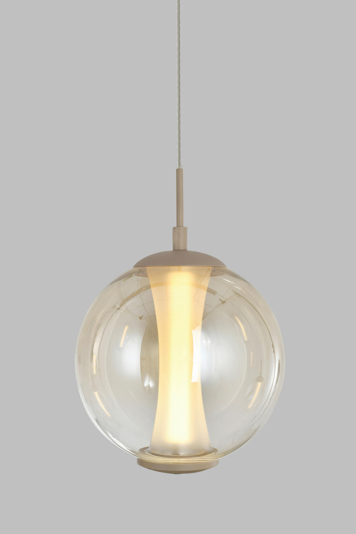 LED-HÄNGELEUCHTE Orleans 120/150/18 cm  - Sandfarben, Design, Glas/Metall (120/150/18cm)