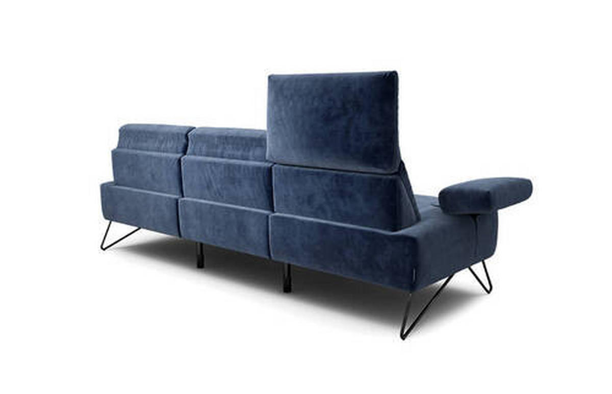 3-SITZER-SOFA in Samt Dunkelblau  - Schwarz/Dunkelblau, Design, Textil/Metall (234-264/85/86-94cm) - SENSOO