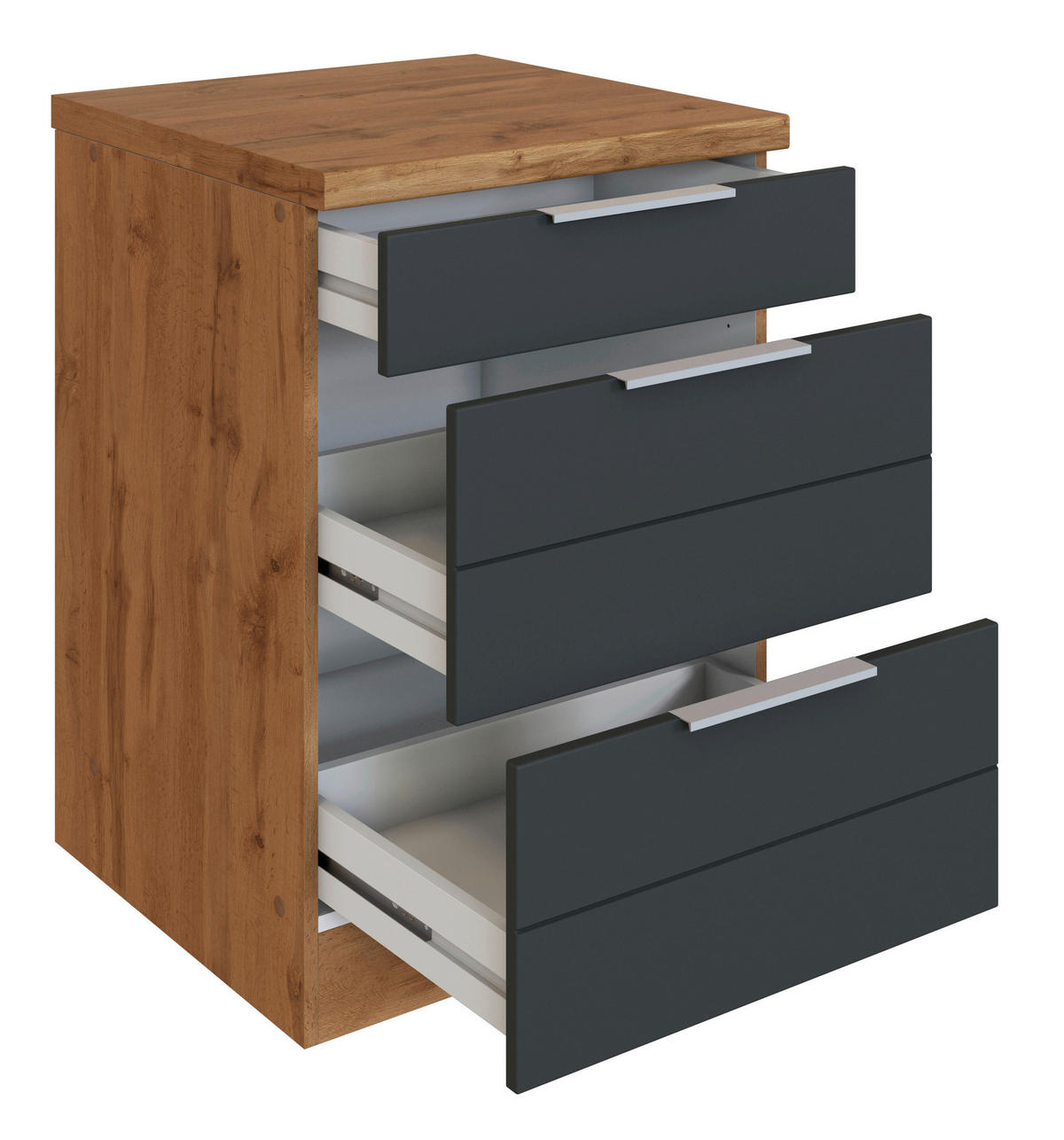 KÜCHENUNTERSCHRANK 60/86/60 cm  in Grau, Eiche Wotan  - Eiche Wotan/Grau, Design, Holzwerkstoff/Metall (60/86/60cm) - Held
