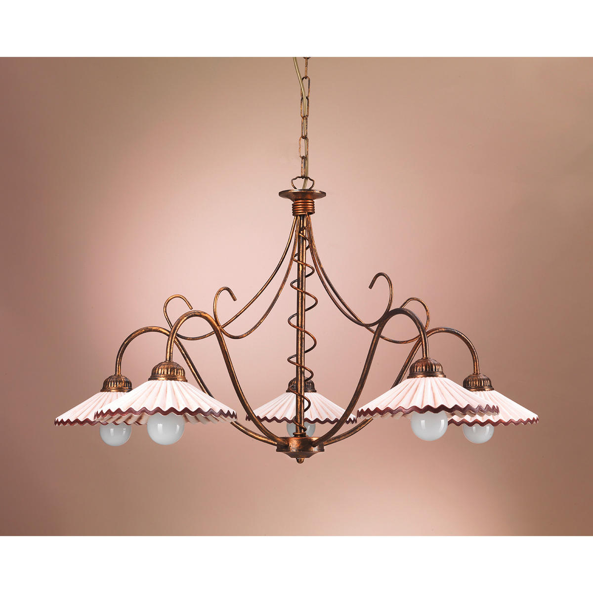 KRONLEUCHTER 85/110 cm   - Bernsteinfarben, KONVENTIONELL, Keramik/Metall (85/110cm)