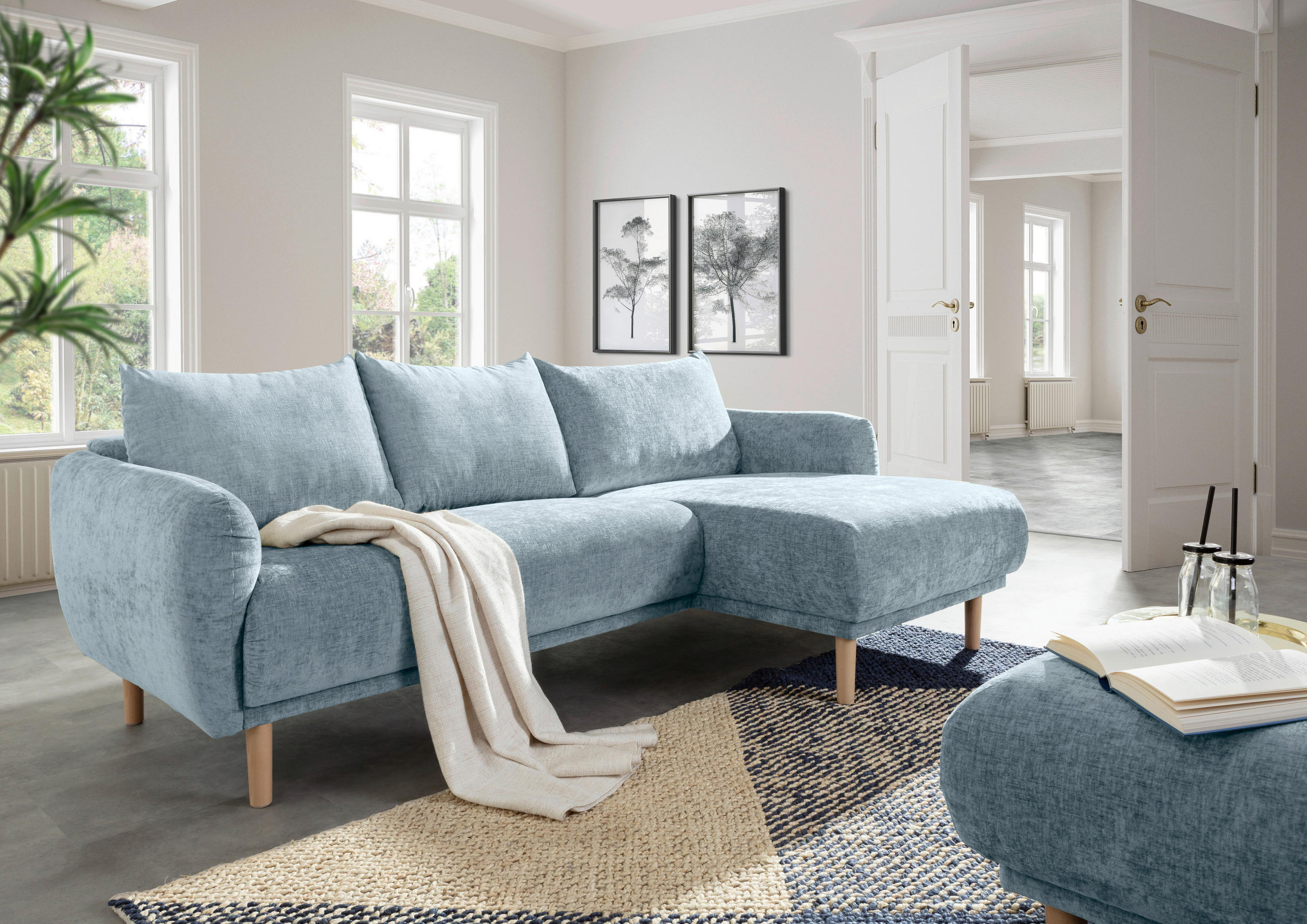 HOCKER Flachgewebe Blau  - Blau, KONVENTIONELL, Holz/Textil (88/49/62cm) - Carryhome