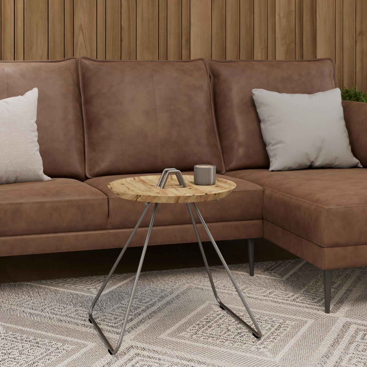 BEISTELLTISCH in Holz 55,6/51,2/45 cm  - Wildeiche/Anthrazit, Design, Holz/Metall (55,6/51,2/45cm) - Voglauer