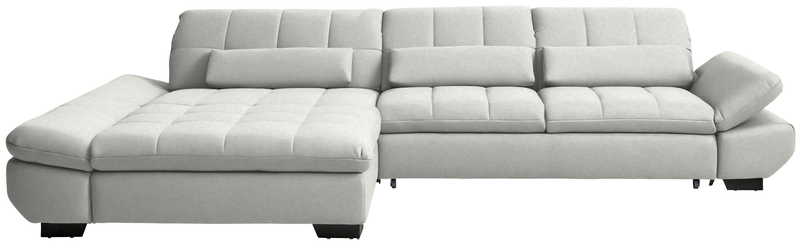 ECKSOFA  in Flachgewebe Weiß  204/341 cm  - Schwarz/Weiß, Design, Textil/Metall (204/341cm) - Xora