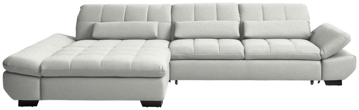 ECKSOFA  in Flachgewebe Weiß  204/341 cm  - Schwarz/Weiß, Design, Textil/Metall (204/341cm) - Xora