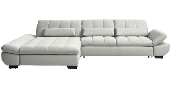 ECKSOFA  in Flachgewebe Weiß  204/341 cm  - Schwarz/Weiß, Design, Textil/Metall (204/341cm) - Xora