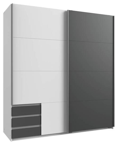 SCHWEBETÜRENSCHRANK 179/198/64 cm 2-türig Graphitfarben, Weiß - Graphitfarben/Alufarben, Design, Holzwerkstoff/Metall (179/198/64cm) - Boxxx
