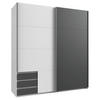 SCHWEBETÜRENSCHRANK 179/198/64 cm 2-türig Graphitfarben, Weiß  - Graphitfarben/Alufarben, Design, Holzwerkstoff/Metall (179/198/64cm) - Boxxx