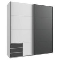 SCHWEBETÜRENSCHRANK 179/198/64 cm 2-türig Graphitfarben, Weiß  - Graphitfarben/Alufarben, Design, Holzwerkstoff/Metall (179/198/64cm) - Boxxx