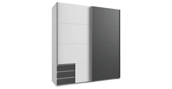 SCHWEBETÜRENSCHRANK in Graphitfarben, Weiß - Alufarben/Graphitfarben, Design, Holzwerkstoff/Metall (179/198/64cm) - Carryhome