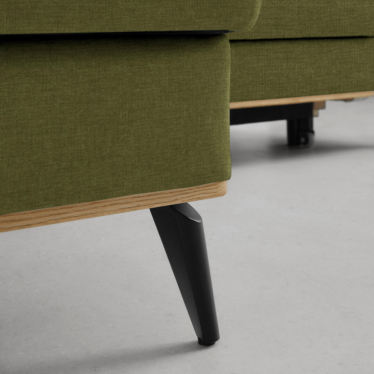 ECKSOFA Chenille Grün  - Schwarz/Grün, Konventionell, Holz/Textil (167/87/234cm) - MID.YOU