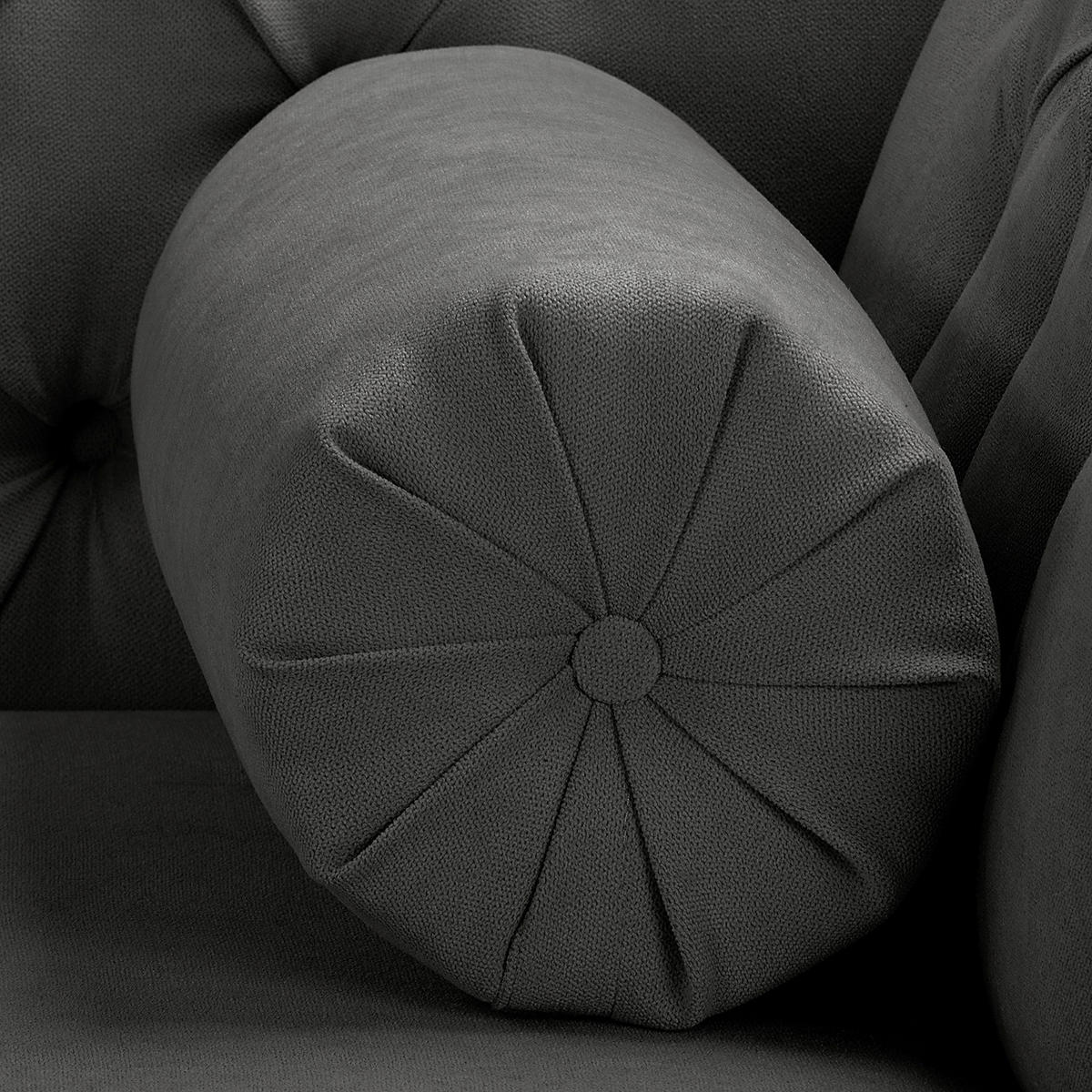 RÉCAMIERE Pako in Mikrofaser Dunkelgrau  - Dunkelgrau/Braun, Design, Holz/Textil (185/93/75cm) - Livetastic