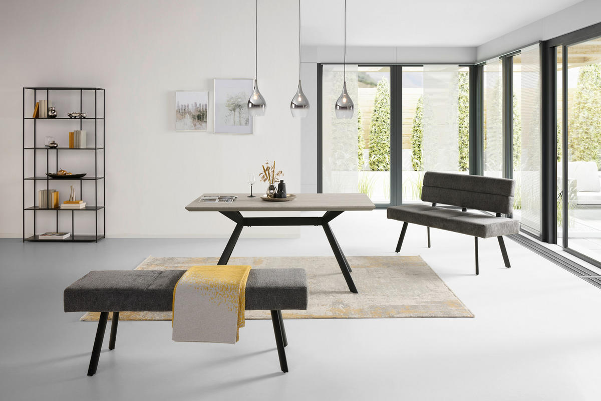 SITZBANK 140/49/47 cm Webstoff Anthrazit  - Anthrazit/Schwarz, KONVENTIONELL, Textil/Metall (140/49/47cm) - MID.YOU