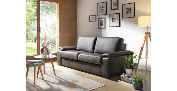 SCHLAFSOFA  in Echtleder Dunkelbraun  - Wengefarben/Dunkelbraun, KONVENTIONELL, Leder/Holz (216/86/97cm) - Novel