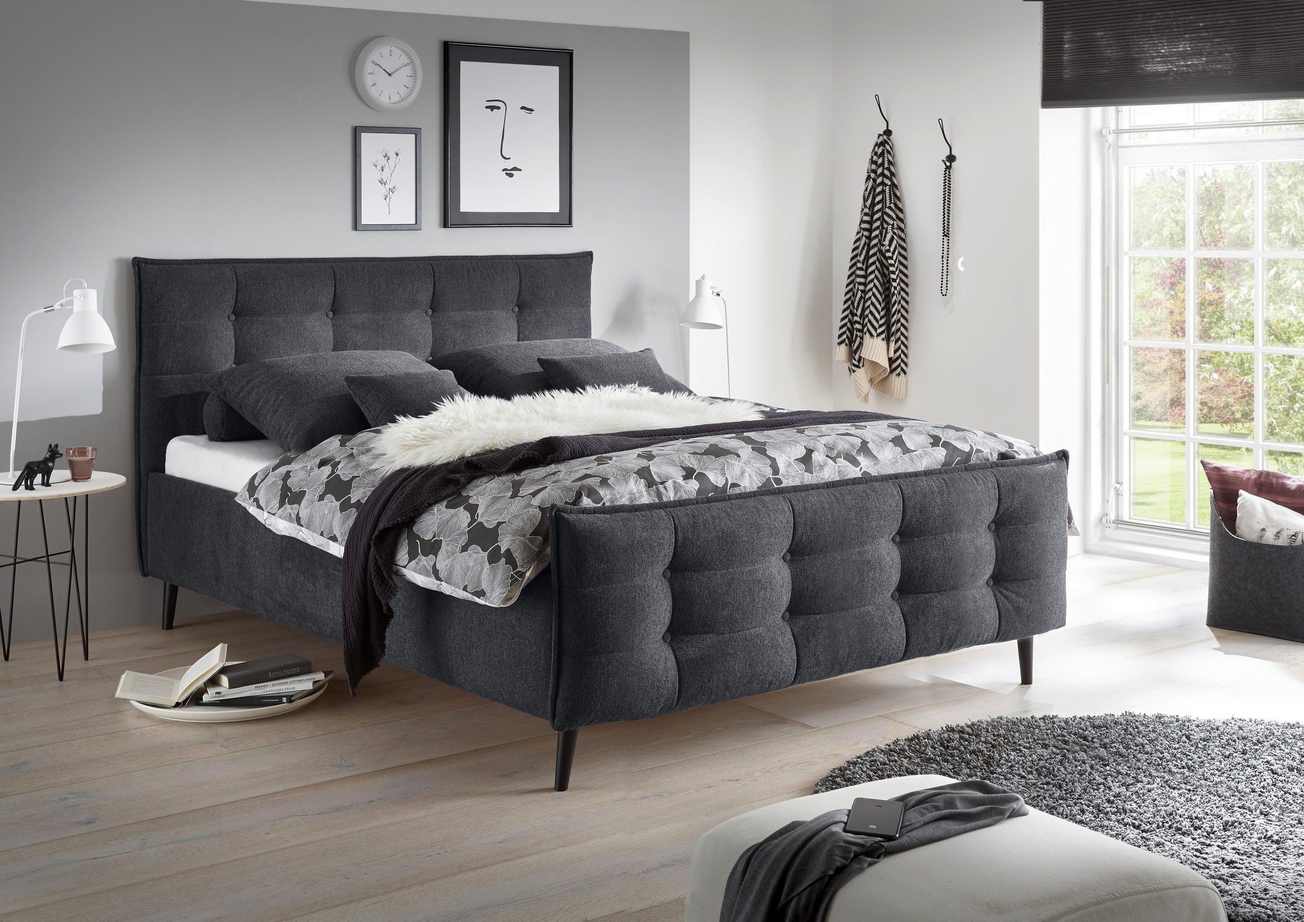 POLSTERBETT 180/200 cm  in Anthrazit  - Anthrazit, Basics, Holz/Textil (180/200cm) - MID.YOU