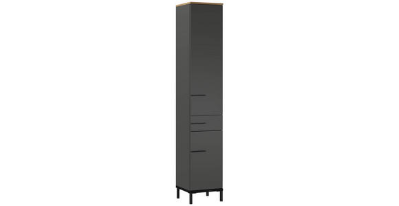 HOCHSCHRANK 34/190/34 cm  - Eichefarben/Graphitfarben, MODERN, Holzwerkstoff/Metall (34/190/34cm) - Xora