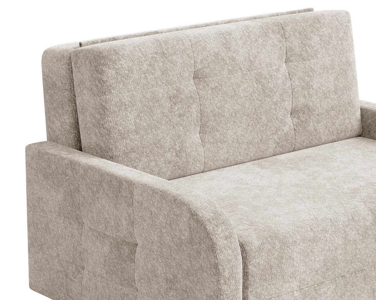 SCHLAFSOFA Chenille Creme  inkl. Bettkasten, Schlaffunktion, Rücken echt, Liegefläche im Originalstoff  - Creme/Schwarz, MODERN, Kunststoff/Textil (190/90/100cm) - Milino